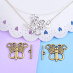 20 Sets Butterfly Bracelet Toggle Clasps T-Bar End Tibetan Closure Filled Fastener Hook Toggle Connectors for DIY Necklace Jewelry Craft Making, 2 Colors