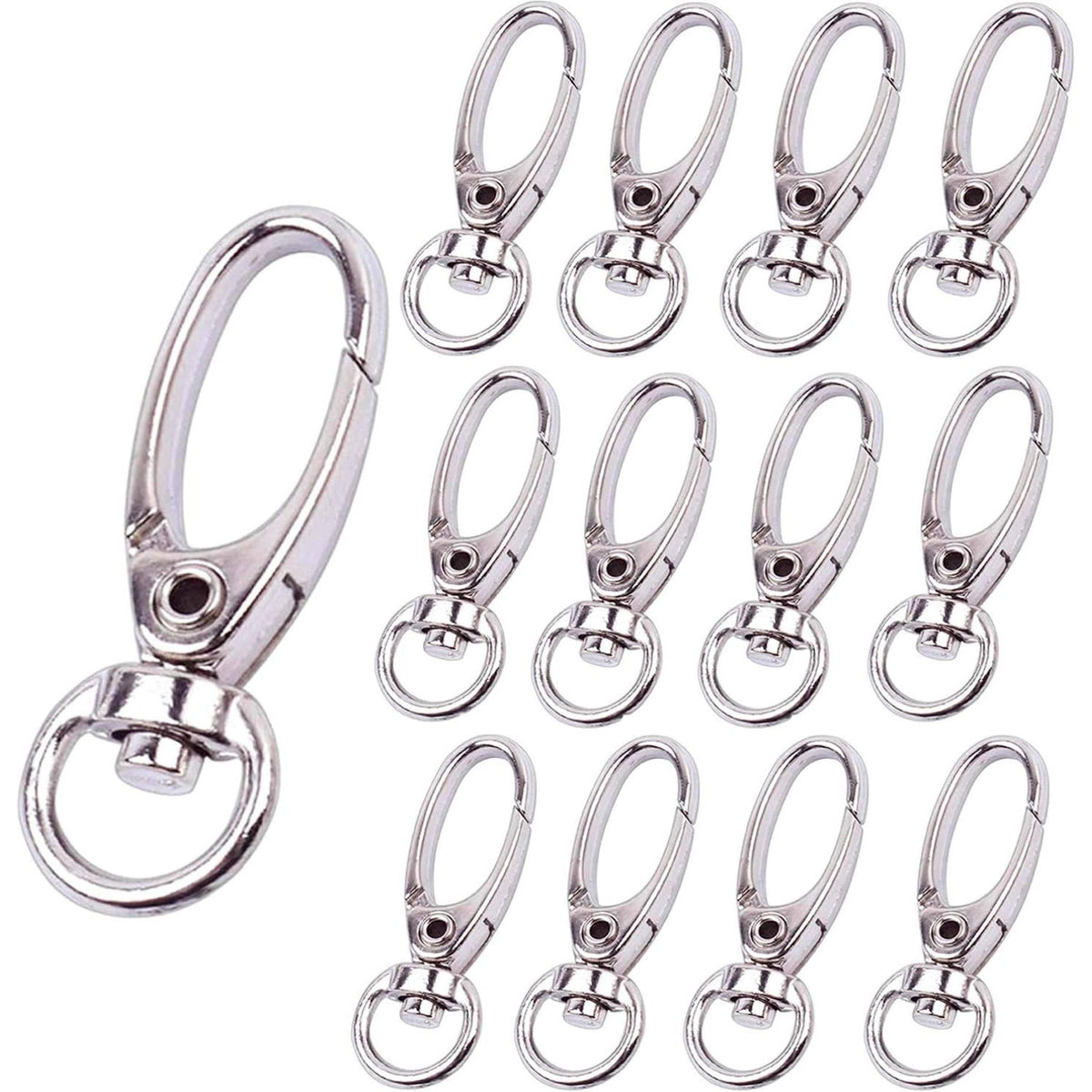 BronaGrand Pack of 50 D Swivel Trigger Clips Hooks Metal Key Ring Lobster Clasps