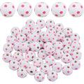 50pcs 16 mm Printed Dots Wood Beads Round Print Wooden Spacer Beads Natural Handmade Polished Valentine's Day Beads for DIY Crafts Jewelry Making Home Party Decoration