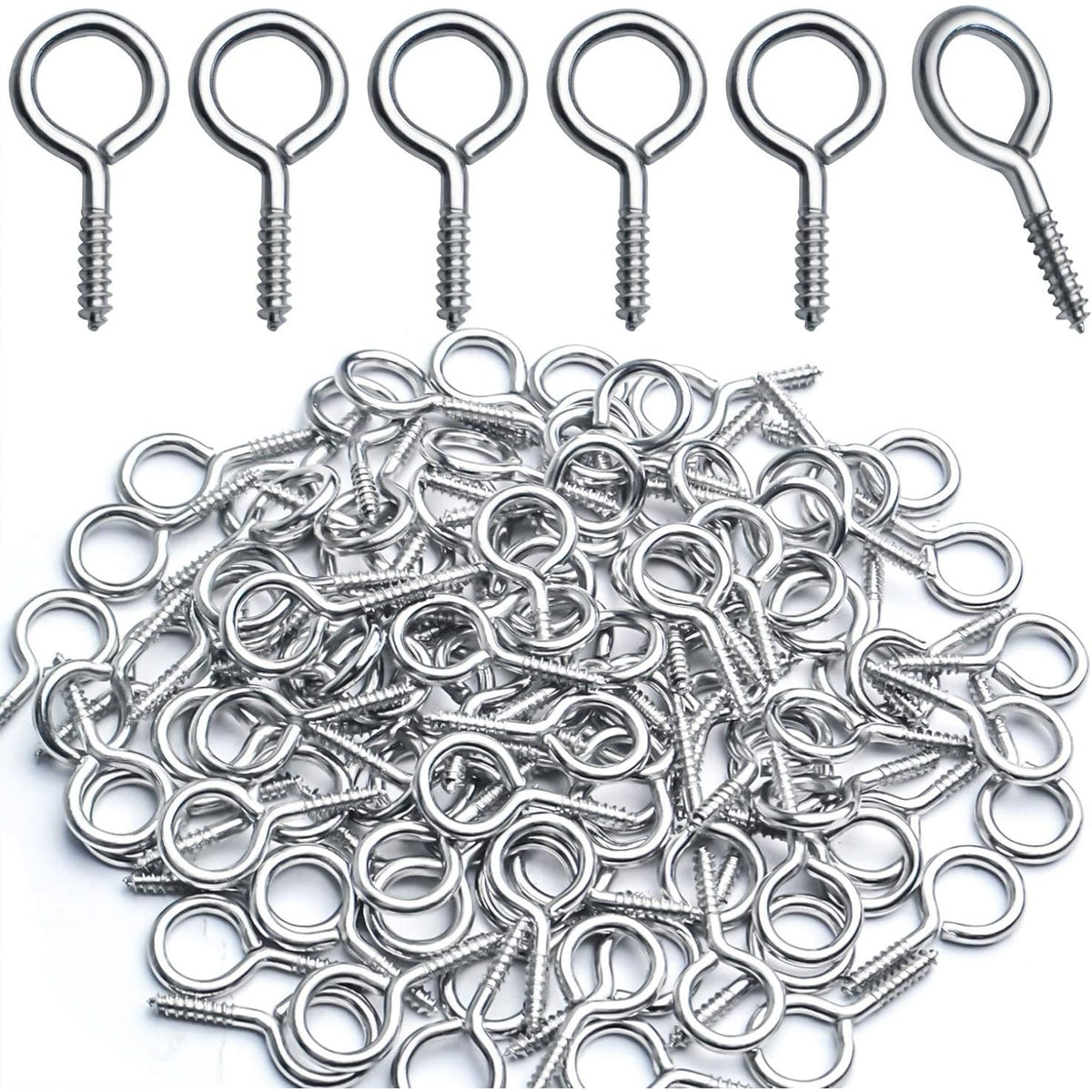 Eye Screw Hooks,100pcs 19x10mm Screw in Eye Hooks Self Tapping Eye Screws Thread Eyebolt for Crafting Jewelry Making Hanging Small Items
