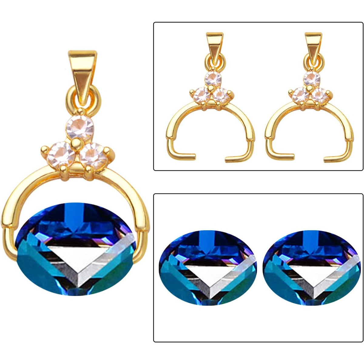 12pcs Cubic Zirconia Pinch Bails Brass Pinch Clip Bail Clasp Dangle Charm Clip Buckle Beads Pendant Connector for DIY Jewelry Making Handmade Decoration, 2 Colors