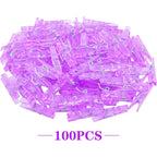100 Pieces Clear Plastic Clothespins Mini Transparent Craft Clips Pictures Paper Peg Pins for Hanging Photos String Fairy Lights Wedding Party Decor, Purple