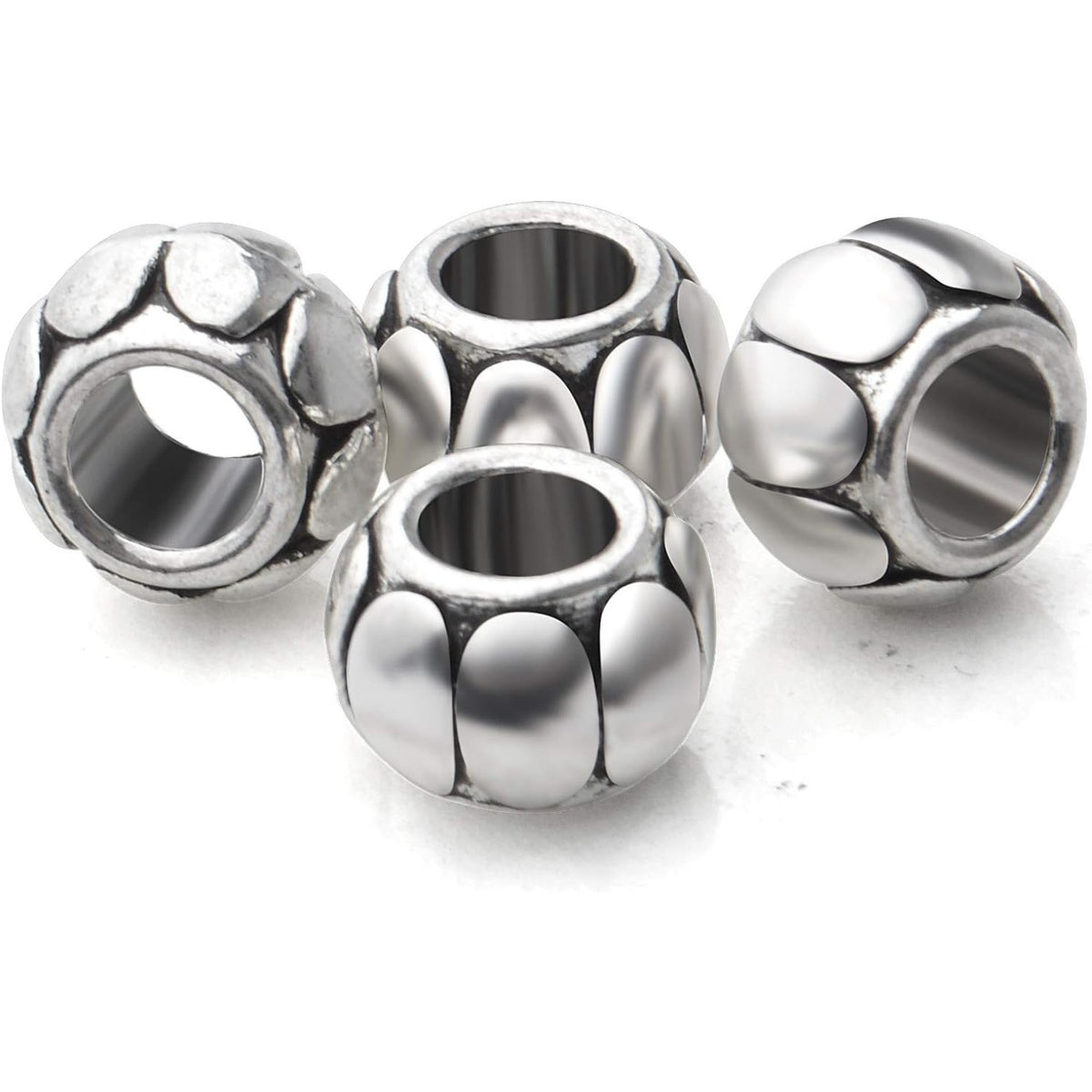 50pcs Antique Silver 5mm Large Hole Spacers Round Spacer Beads Alloy European Style Tube Beads Jewelry Spacer Charms for DIY Bracelet Jewelry Crafts Making