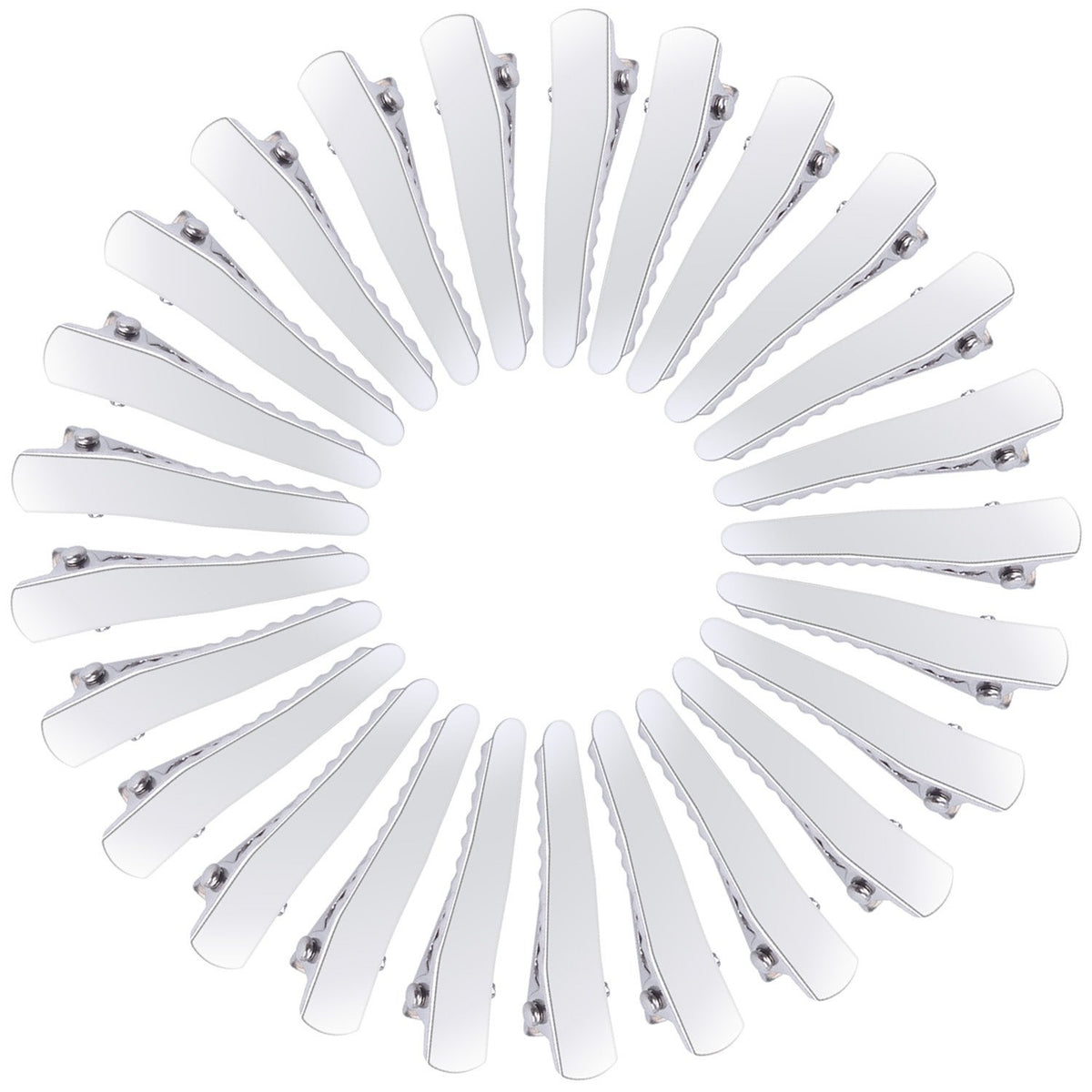100pcs 1.38inch Stylish Teeth Bows Hair Clips Prong Curl Clips Hairdressing Salon Hair Grip Silver Color