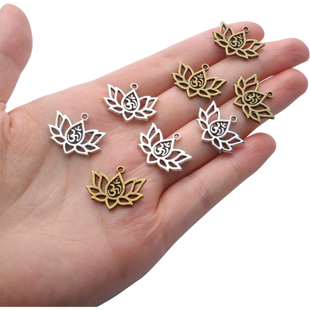 60pcs Lotus Charm Pendants Alloy Lotus Flower Beads Charms Flower Charms Crafts Supplies for DIY Necklace Earrings Jewelry Making Findings Accessory