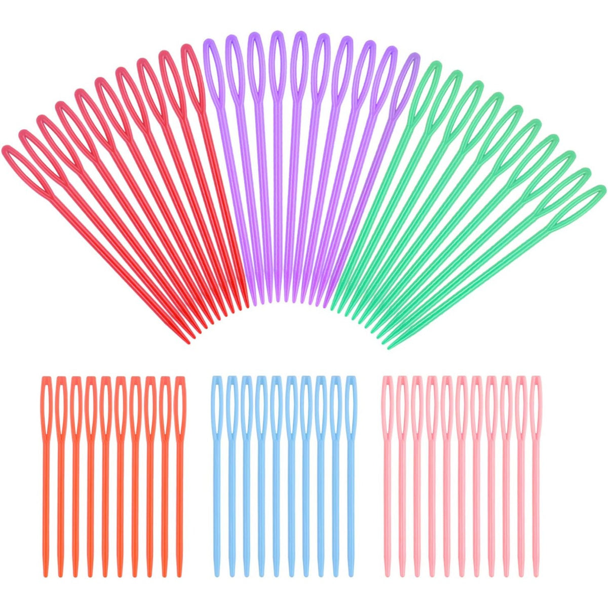 30pcs Colorful Large Eye Plastic Sewing Needles for Kid Weave Education