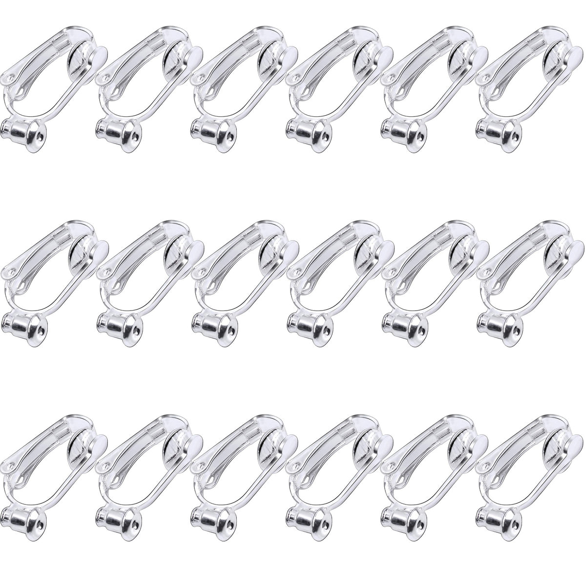 Clip-on Earring Converter,18 Pieces Earring Clip Converter Components Findings with Post for Non-Pierced Ears Jewelry Making