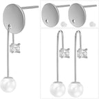20pcs Stainless Steel Round Earring Studs Hypoallergenic Flat Earring Post with Loop and 20pcs Clear Earring Backs Stoppers for Jewelry Making, 2 Colors