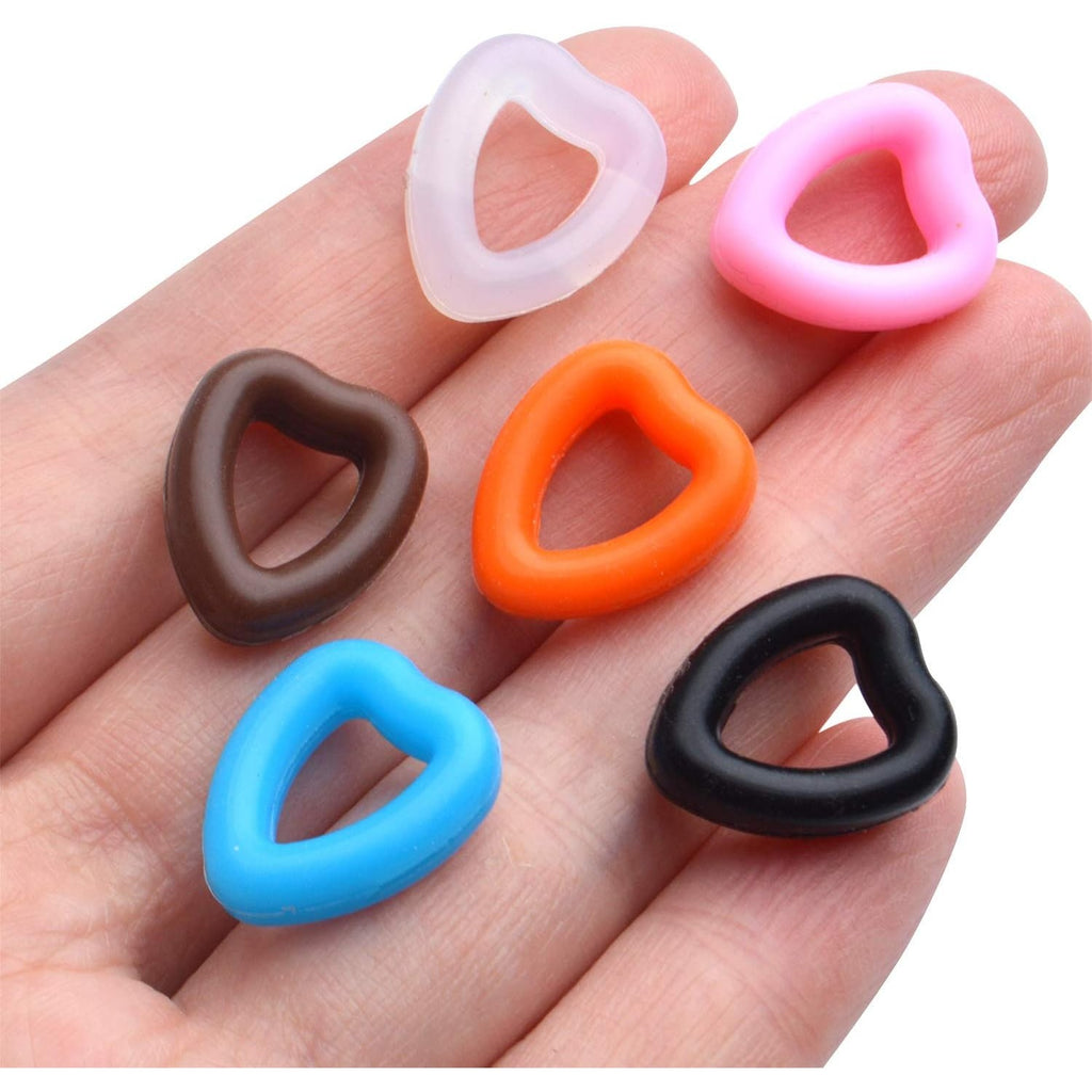 Anti-slip Glasses Grips,12 Pairs Silicone Eyeglasses Temple Tips Heart Ear Hook Holder Eyeglass Retainers Blue Black Pink Orange Brown White for Spectacle Sunglass Reading-glasses