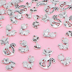 50pcs Antique Silver Fox Kitty Pendant Charms Tibetan Alloy Cute Cat Pendant Vintage Animal Dangle Charms Bulk for DIY Necklace Bracelet Keychain Jewelry Making, 5 Styles…