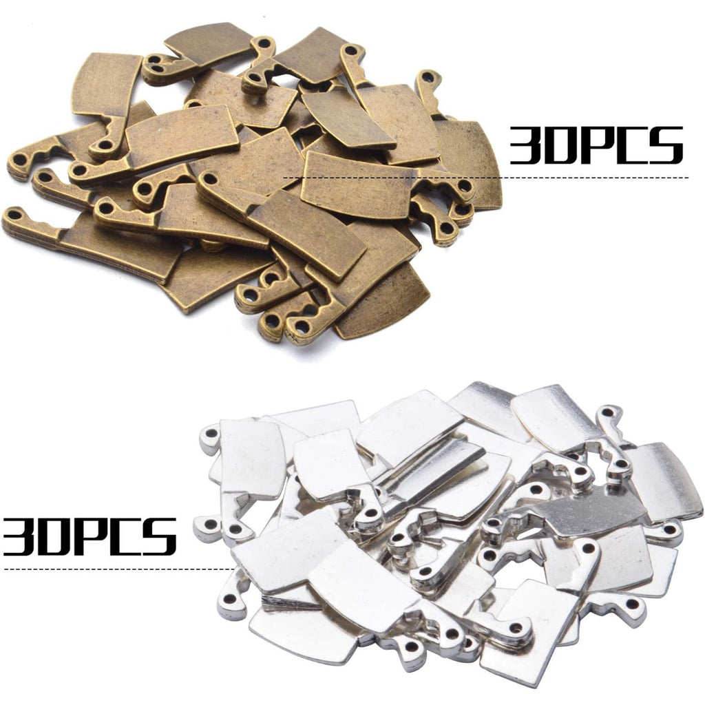 60pcs Kitchen Charms,23.5mm×9mm Alloy Knife Meat Cleaver Charm Pendants for DIY Bracelet Necklace Jewelry Crafts Making Supplies,2 Colors