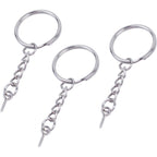BronaGrand 50pcs 25mm Split Key Ring with Extend Chain and 12mm Screw Eye Pin for Craft Charm Making