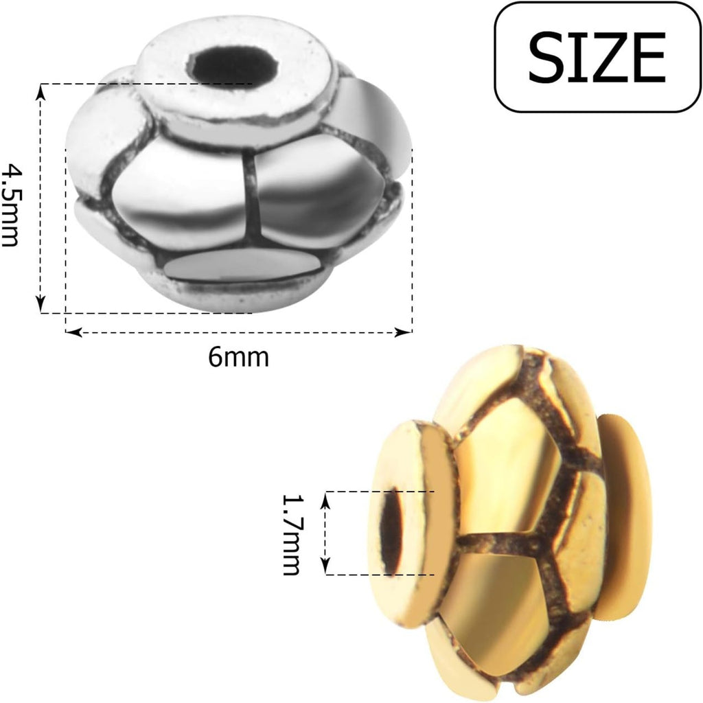 100pcs Lantern Shape Beads Spacers Alloy Tibetan Style Spacers Bicone Beads Loose Spacer Beads Jewelry Bead Charms DIY for Bracelet Jewelry Making and Crafting