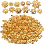 100 Gram(About 250-350pcs) Bead Caps Metal Spacers Jewelry Findings Accessories for Bracelet Necklace Jewelry Making,Gold