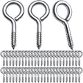 Eye Hooks Screws, 50pcs Metal Screw in Eyes Eye Pin Screws Lighting Ceiling Hooks Screw Hooks Kit for Home Office Outdoor DIY Art Crafts Projects Jewelry Making, 45x40mm