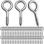 Eye Hooks Screws, 50pcs Metal Screw in Eyes Eye Pin Screws Lighting Ceiling Hooks Screw Hooks Kit for Home Office Outdoor DIY Art Crafts Projects Jewelry Making, 45x40mm