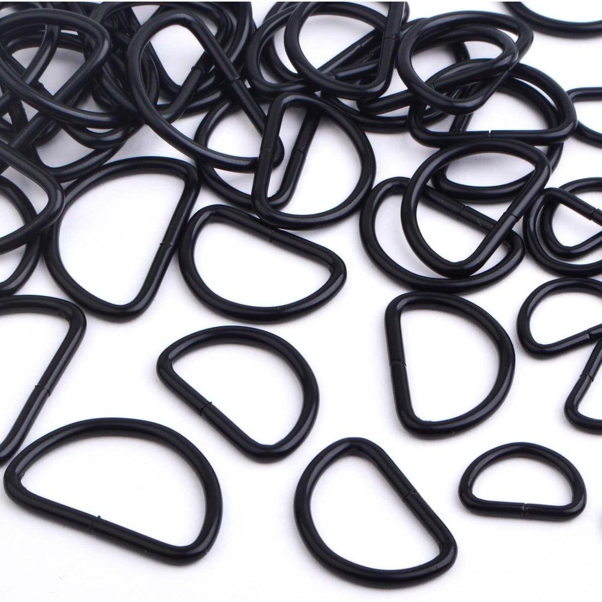 60pcs Black Semi-Circular D Rings Multipurpose Half Round D Rings Loop Buckle Hardware Accessories for DIY Luggage Handbag Purse Clothing Backpack Belt Sewing, 3 Sizes