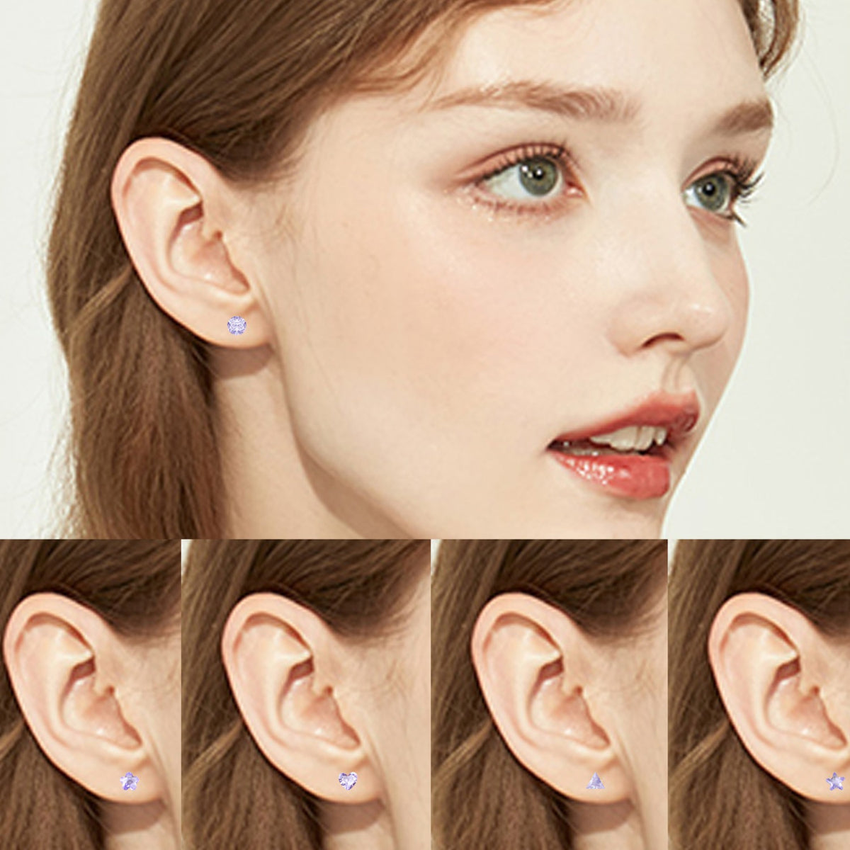 20 Pairs 6 mm Colorful Cubic Zirconia Earring Studs Hypoallergenic Plastic Resin Round Triangle Heart Flower Star Earrings with Earring Backs for Sensitive Ears Women Mom Gifts