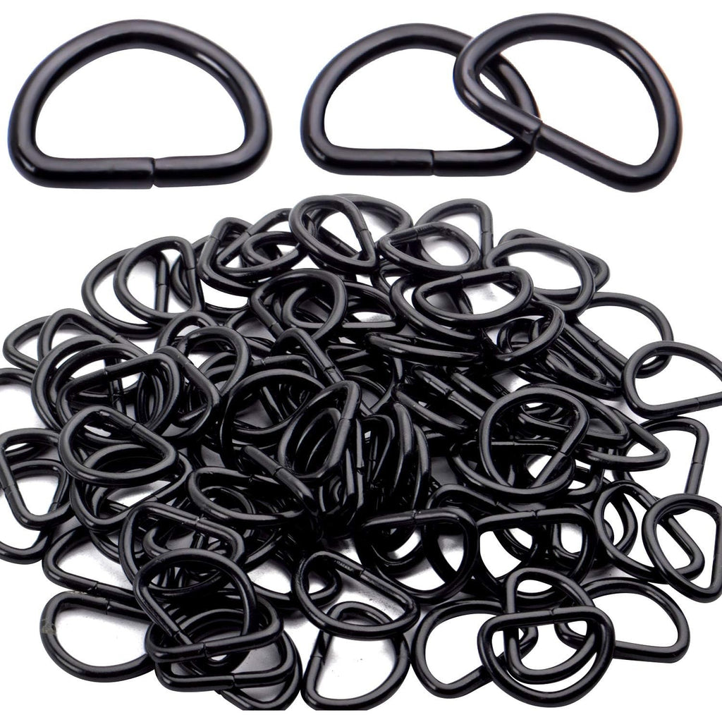 100 Pieces 1/2inch Metal Non Welded Black D Ring Buckles D-Ring Loop for Handbag Purse Clothes DIY Accessories