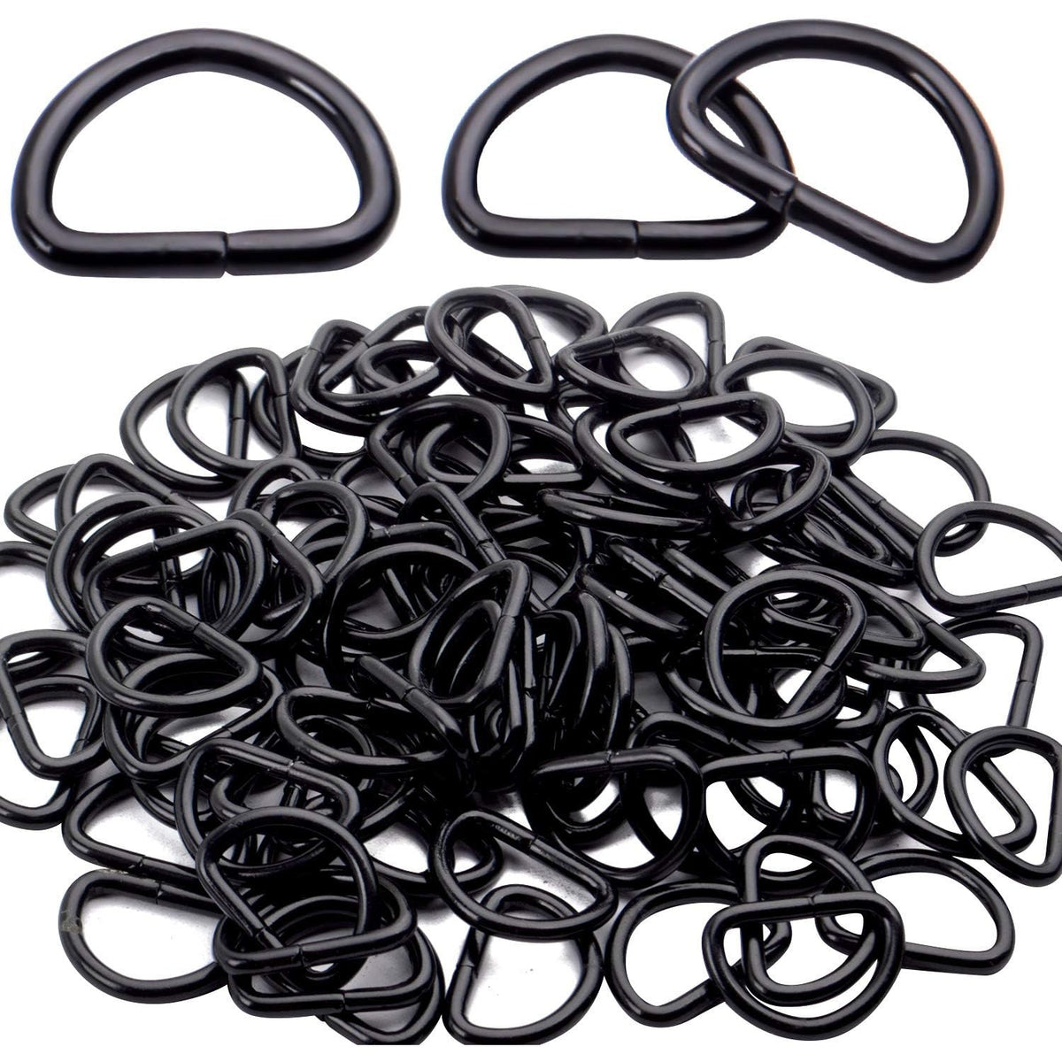 100 Pieces 1/2inch Metal Non Welded Black D Ring Buckles D-Ring Loop for Handbag Purse Clothes DIY Accessories