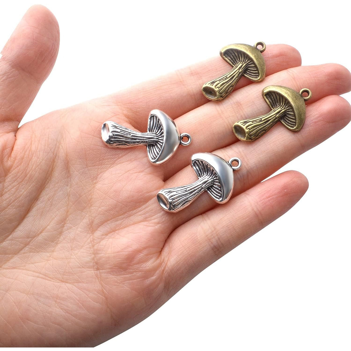 40pcs Mushroom Charms Pendants Alloy Mushroom Beads Charms for Crafting Jewelry DIY Necklace Bracelet Findings Making Accessory,29mm×18.2mm