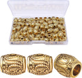 100pcs Antique Silver Oval Spacer Beads Alloy European Large Hole Loose Beads with A Plastic Box for DIY Bracelet Jewelry Making Handmade Decor, Hole: 4.3 mm