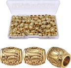 100pcs Antique Silver Oval Spacer Beads Alloy European Large Hole Loose Beads with A Plastic Box for DIY Bracelet Jewelry Making Handmade Decor, Hole: 4.3 mm