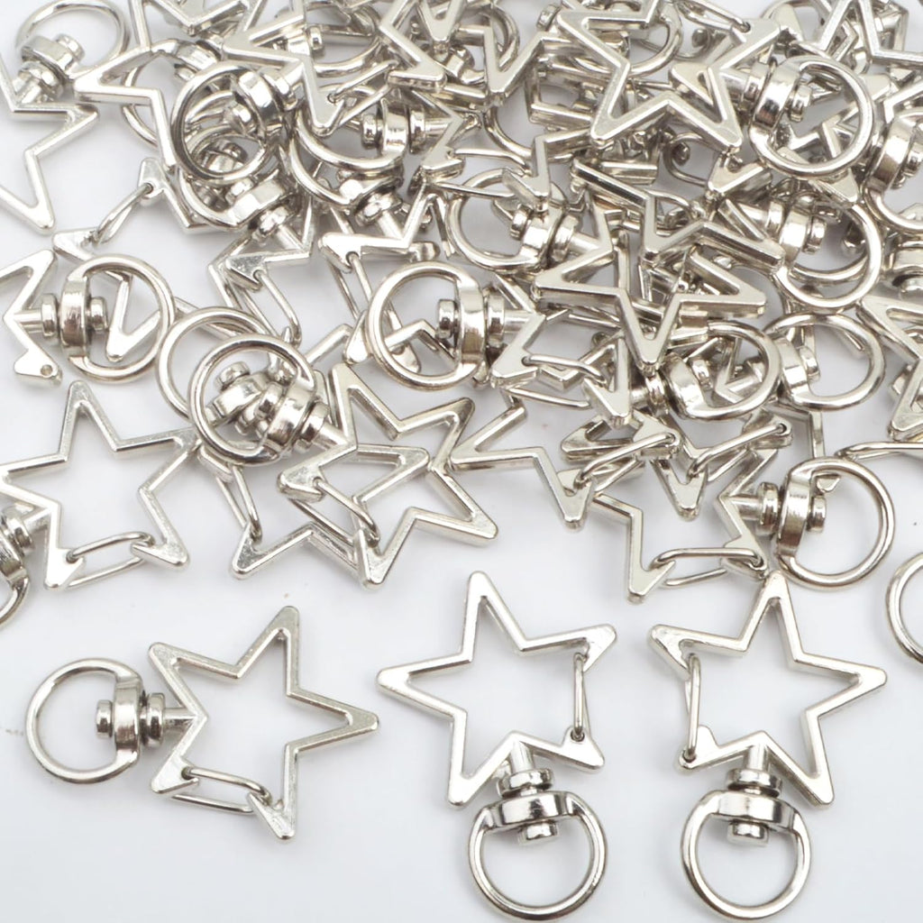 40 Pieces Star Shape Swivel Lobster Claw Clasps Silver Zinc Alloy Snap Hook Keychains Clips DIY Keyrings Accessories for Backpacks Bags Jewelry Making Craft Supplies