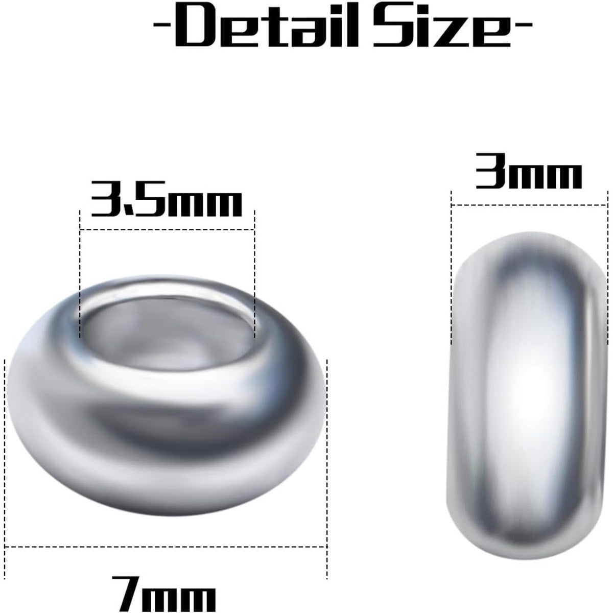 Spacer Beads, 200pcs 7 mm Tibetan Silver Spacer Beads Antique Alloy Round Spacer Beads Metal Spacers Smooth Loose Beads for DIY Crafts Necklaces Bracelets, Hole: 3.5 mm
