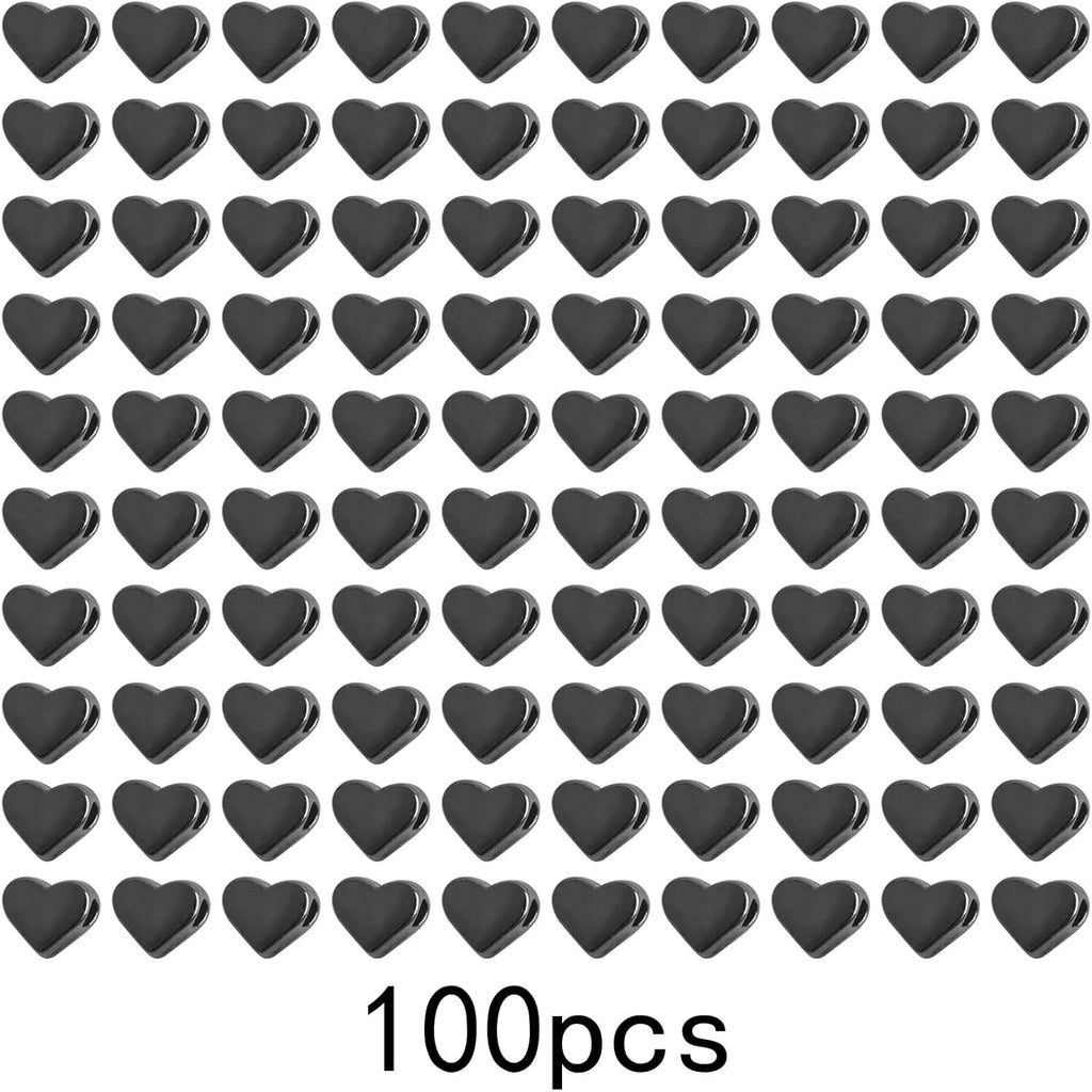 100pcs Cute Heart Shape Spacer Beads Alloy Heart Loose Charm Beads Handmade Accessories for DIY Necklace Earrings Jewelry Making Valentine's Day Gift, Gun Black