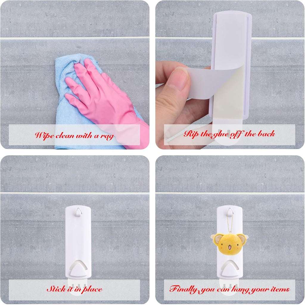 10 Pieces White Picture Hangers Hooks Without Nails No Trace Self Adhesive Art Hanger Hooks Photo Frame Picture Hanging Kit for Bathroom Kitchen Home Door Wall Closet