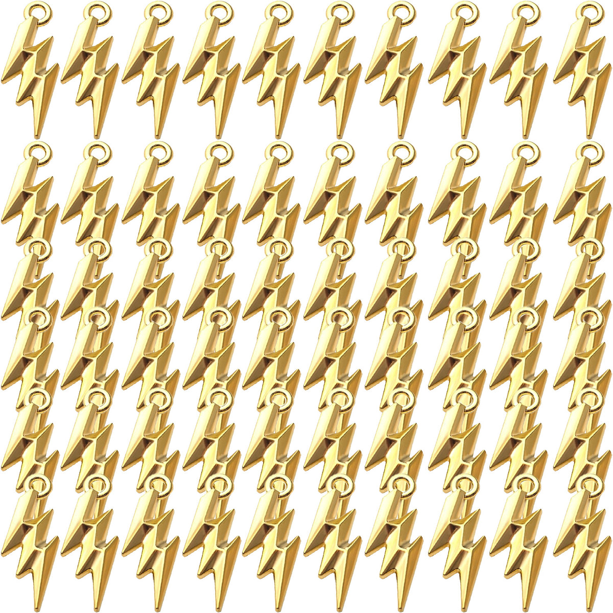 60pcs Flash Shape Charms Lightning Bolt Pendants Alloy Flash Lightning Charm Celestial Charms for Earrings Necklace DIY Jewelry Making Accessory