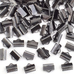 500pcs Ribbon Pinch Crimp Clamp Ends Metal Cord Ends Fasteners Clasp Connectors for DIY Bracelet Bookmark Lanyard Leather Chain Extenders Jewelry Making, Gun Black