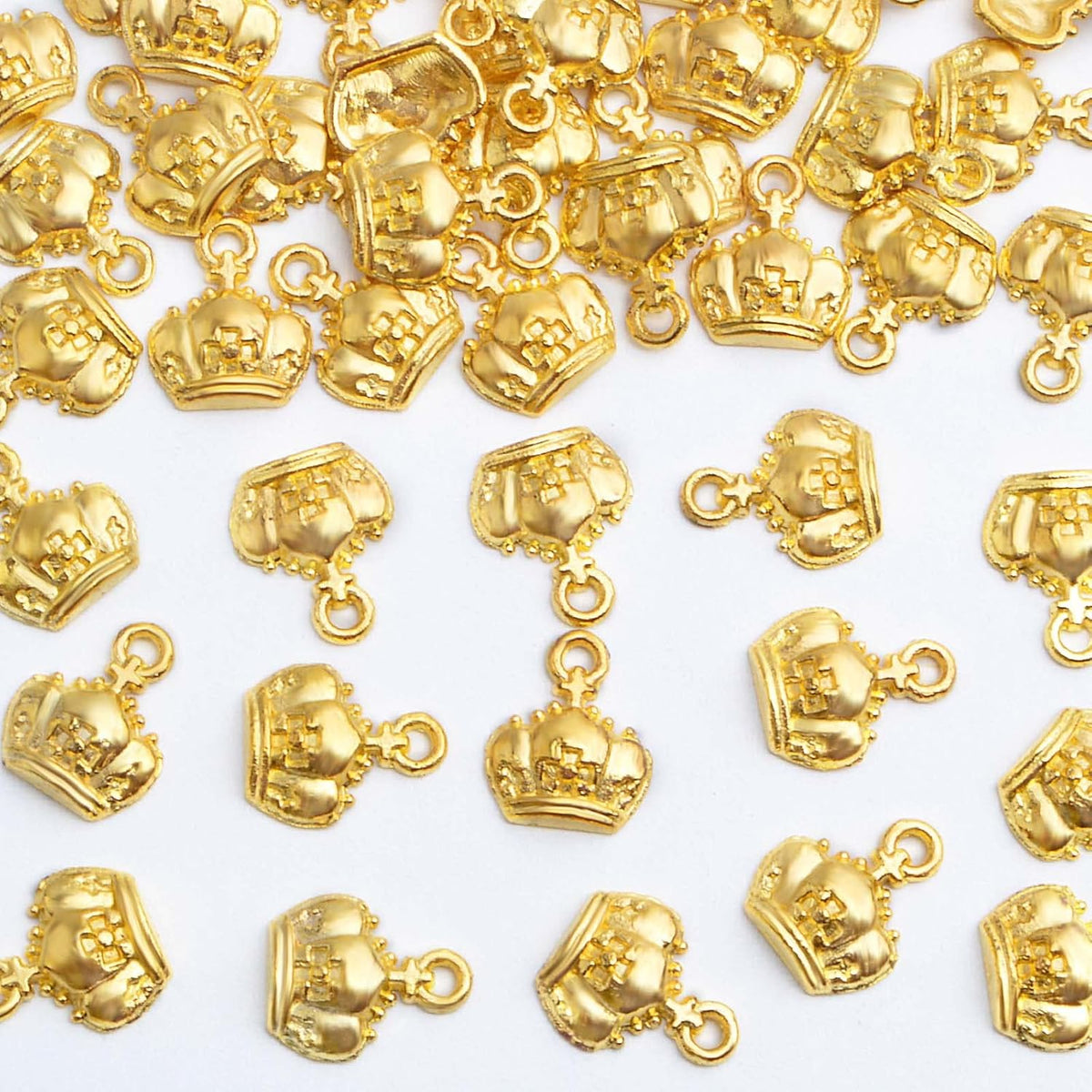 50pcs Golden Plated Crown Shape Charms Tibetan Alloy Cute Crown Pendants Vintage Dangle Charms Craft Supplies for DIY Bracelet Necklace Earrings Jewelry Making Findings