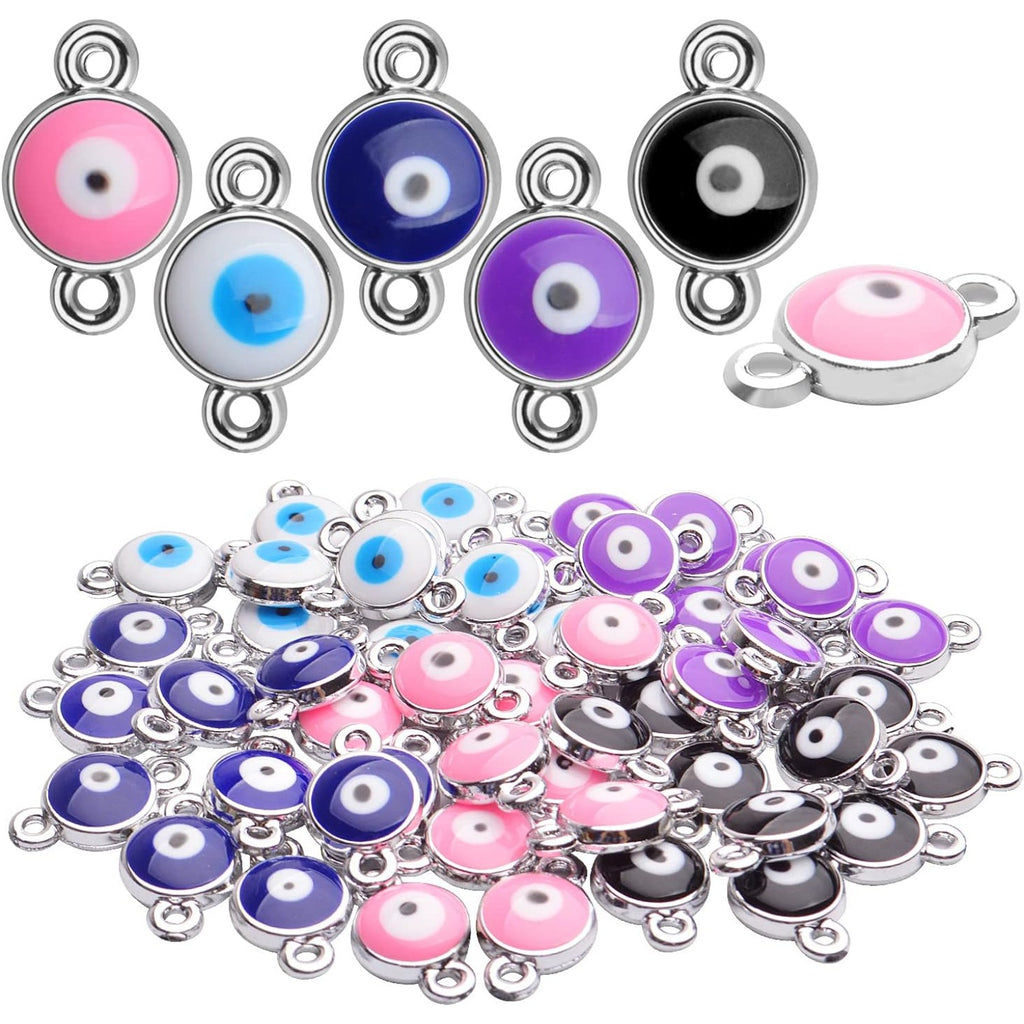 50pcs Evil Eye Connectors Pendants Bracelet Connector Bead Charms for Bracelet Necklace Crafts DIY