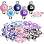 50pcs Evil Eye Connectors Pendants Bracelet Connector Bead Charms for Bracelet Necklace Crafts DIY
