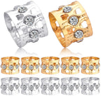 50pcs Rhinestone Dreadlocks Beads Alloy Hair Ring Decoration Braiding Hair Braid Cuff Clip Beard Hollow Heart Tube Beads Accessories for Women Men, Golden and Silver