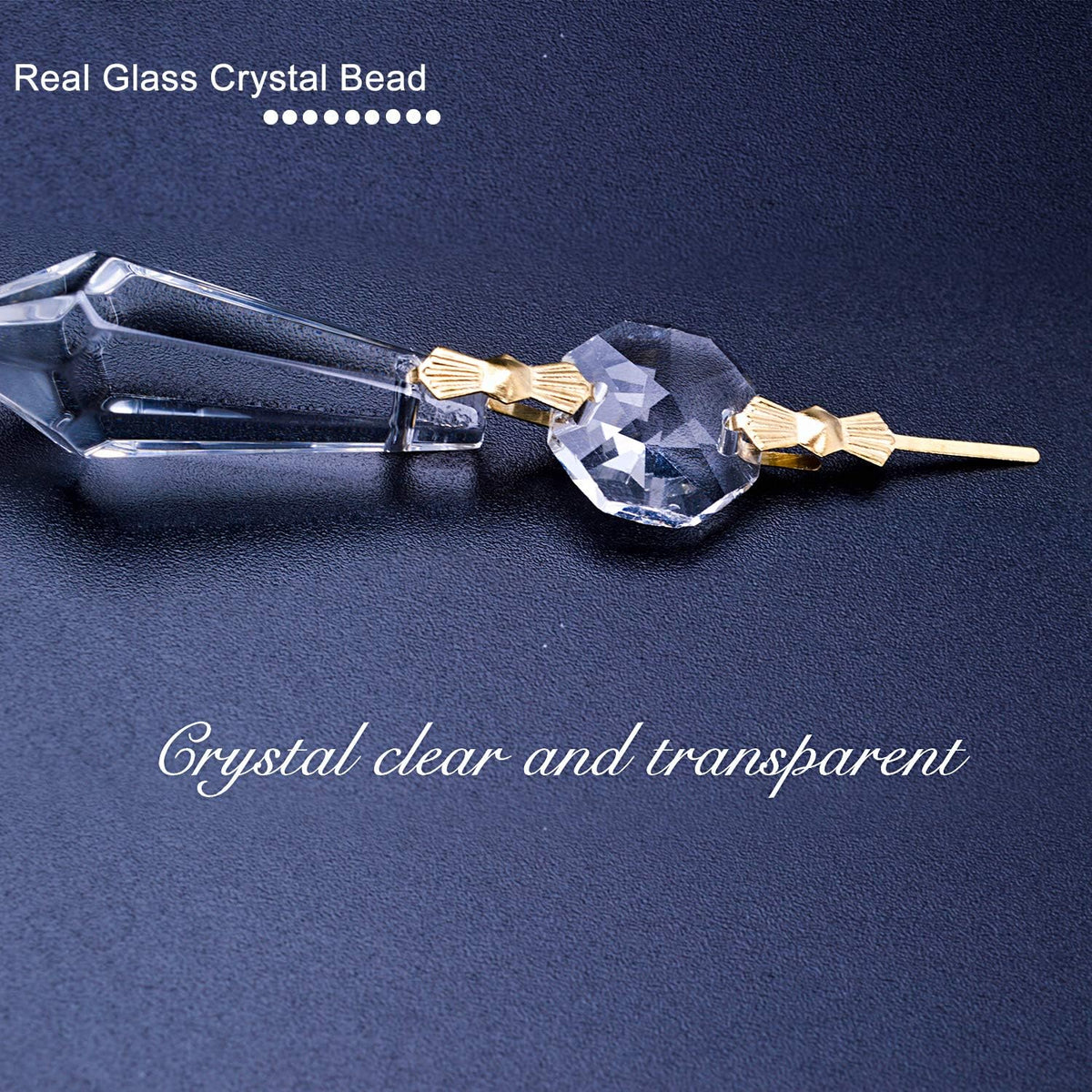 20 Pieces Replacement Clear Chandelier Icicle Crystal Prisms Octogan Crystal Bead for Lamp Decoration,38mm,Gold Bow Tie Connectors
