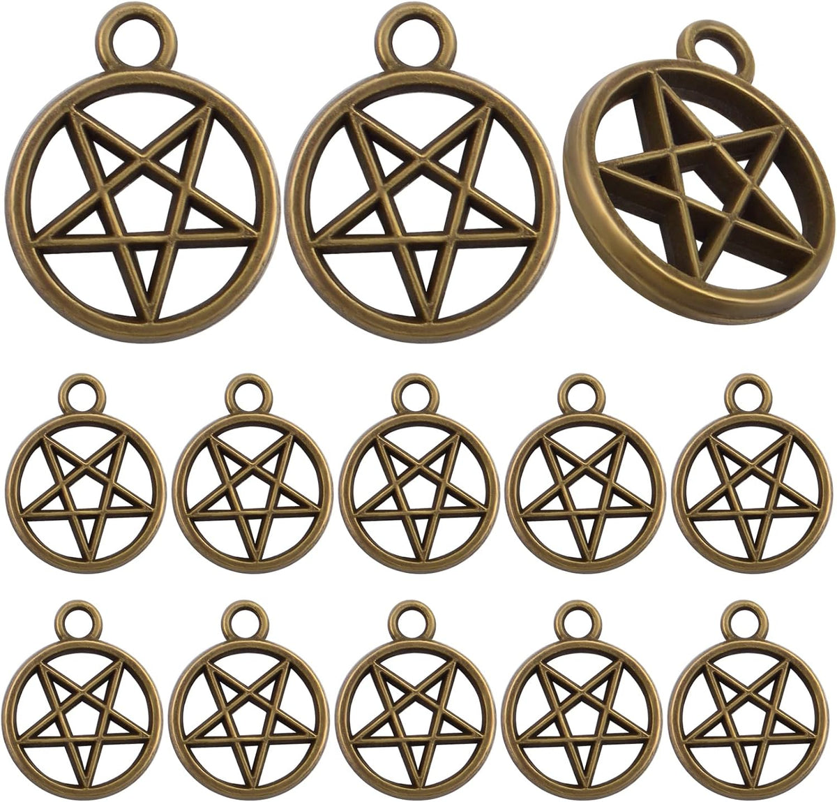 50pcs Silver Pentacle Star Charms Alloy Star Pentagram Pendants Protection Lucky Pentacle Charms Jewelry Making Accessory for DIY Crafts Necklaces Bracelets Earrings