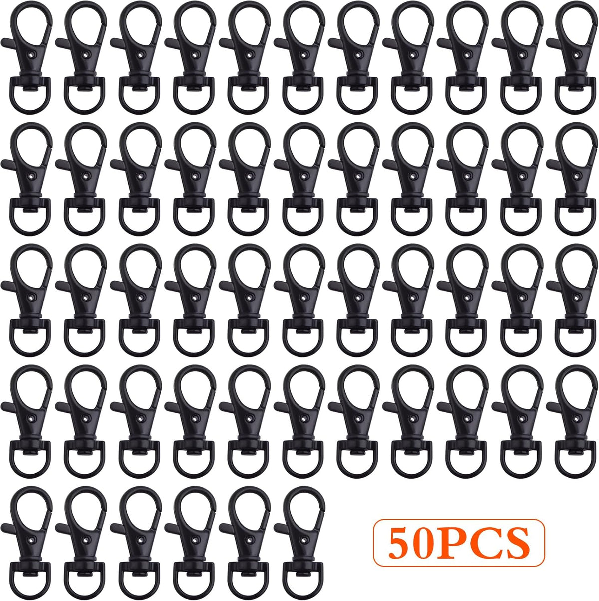 50pcs Alloy Swivel Lanyard Lobster Claw Clasps 360 Degree Swivel Trigger Snap Hooks Keychain Clips for Lanyards Handbag Bag Belting Connector Handmade Sewing Project, Black