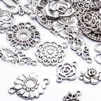 Antique Silver Flower Jewelry Connectors - Tibetan Filigree Charms for Earrings, Bracelets & Necklaces