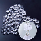 100Pcs 14mm Clear Crystal Octagon Beads with 100Pcs Stainless Curtain Rings Jump Rings Key Rings for Chandelier Prisms Curtain Parts Jewelry Making