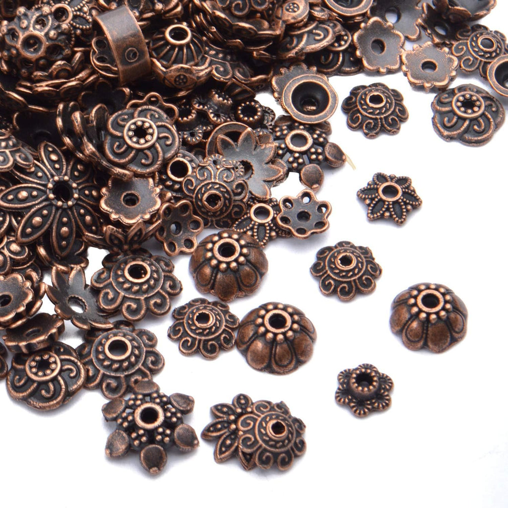 100 Gram(About 180-350pcs) Bead Caps Metal Spacers Jewelry Findings Accessories for Bracelet Necklace Jewelry Making,Antique Copper