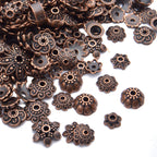 100 Gram(About 180-350pcs) Bead Caps Metal Spacers Jewelry Findings Accessories for Bracelet Necklace Jewelry Making,Antique Copper