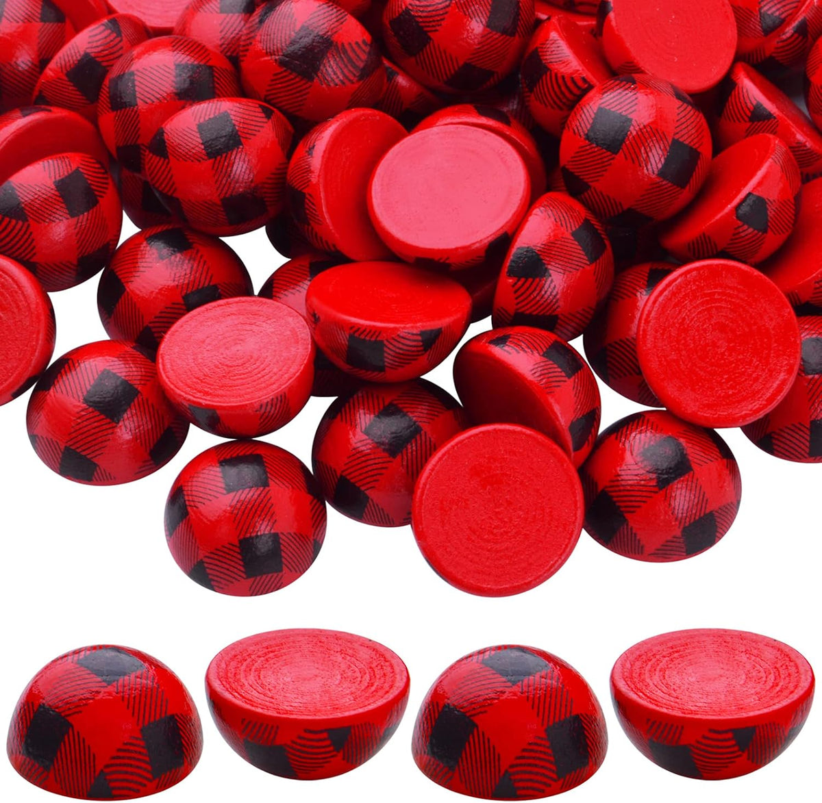 100pcs 15 mm Half Wooden Round Balls Natural Wood Craft Beads Unfinished Split Wood Balls for DIY Paint Christmas Home Party Ornament Art Crafts Decor Supplies, White