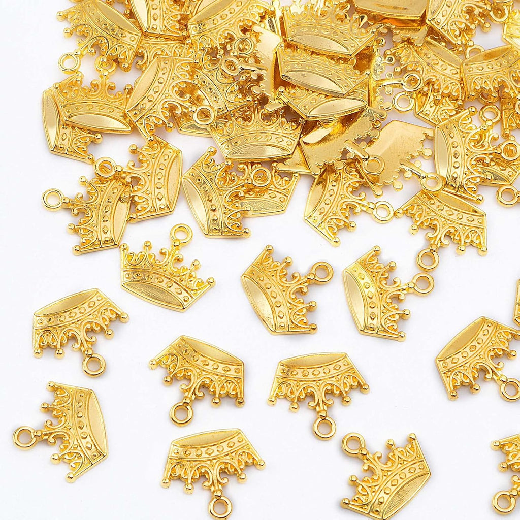 60pcs Golden Plated Tiara Crown Charms Alloy Mini Cute Crown Princess Dangle Pendants Craft Supplies for DIY Bracelet Necklace Jewelry Making Prom Brithday Party