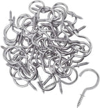50 Pieces Metal Screw-in Ceiling Hooks Cup Hook,Screw Hanger for Hanging Plants Mugs Kitchen Utensils Wind Chimes 1-1/4"(Silver)