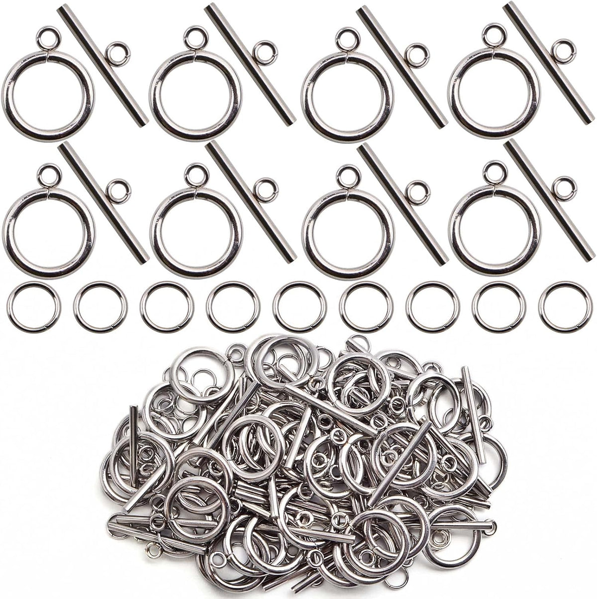 20 Sets Butterfly Bracelet Toggle Clasps T-Bar End Tibetan Closure Filled Fastener Hook Toggle Connectors for DIY Necklace Jewelry Craft Making, 2 Colors