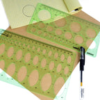 3pcs Circle Stencils Oval Stationery Template Plastic Measuring Templates Geometric Rulers Set for Drafting, Drawing(Clear Green)