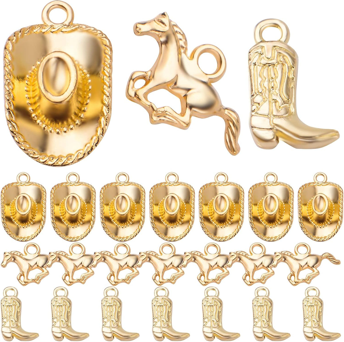 60pcs Silver Western Cowboy Charms Pendants Alloy Horse Cowboy Boot Hat Dangle Charms for DIY Earrings Bracelet Necklace Jewelry Making
